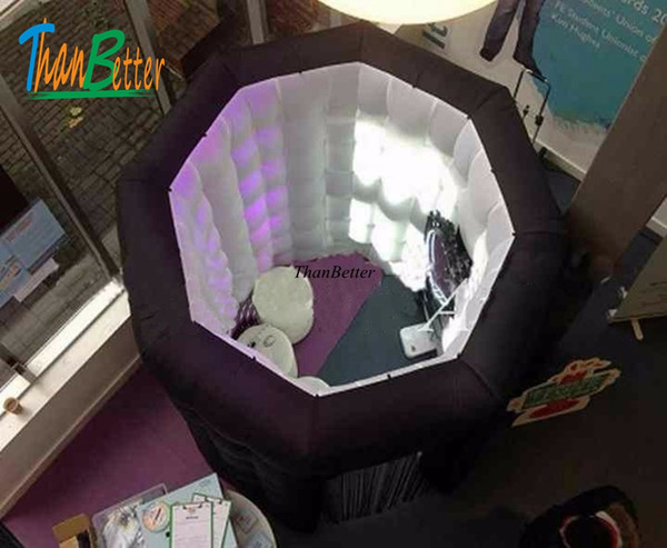 Black octagon inflatable photo booth led inflatable photobooth enclosure for rental