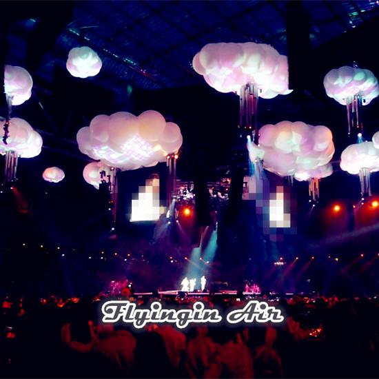 Concert Stage Decorations 1.8m/3m Length Inflatable Cloud Hanging Lighting Balloon For Party And Night Club