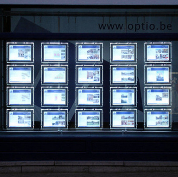 12PCS Led Shop Window Cable Wire Display Single Sided Acrylic Frame Led Illuminated A3 Signs for Real Estate Agent