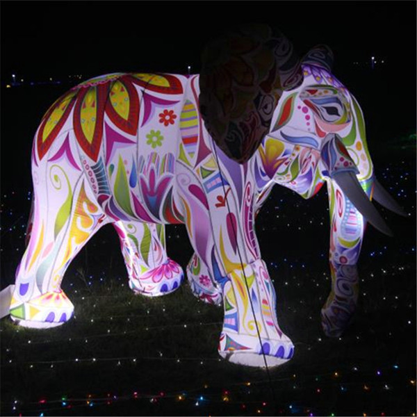 5m Customized Giant inflatable elephant with led lights for outdoor decoration