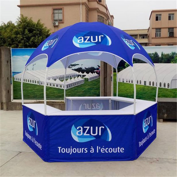 Changzhou Smart Expo Display Outdoor Advertising Commercial Gazebo Tent with White Coated Poles Multiple Tables Dye-Sublimation Graphics