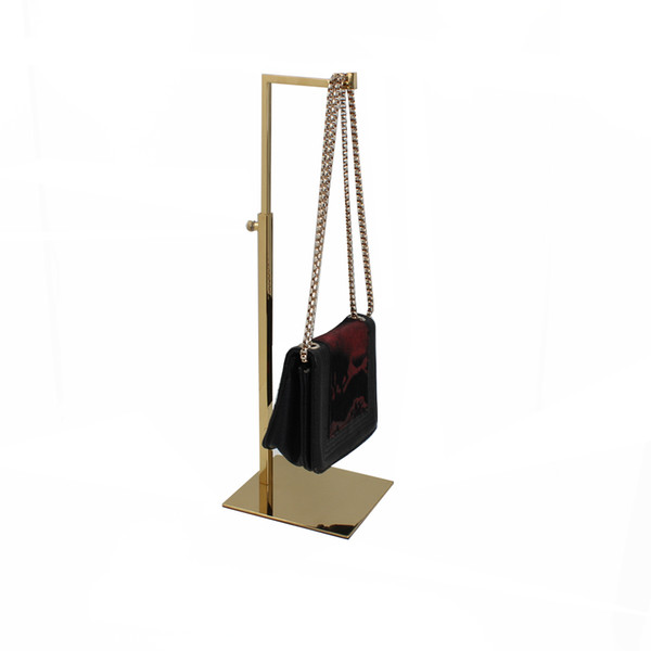 Free Shipping Adjustable Height Polished Gold Handbag Display Stand