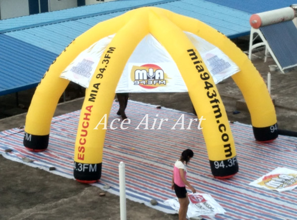 yellow Customized 6 legs outdoor Inflatable advertising spider Tent with Logo for Radio Stations in US,event station made in China