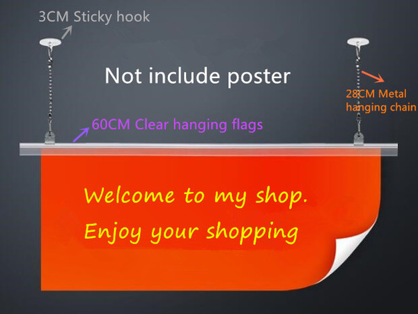 Free shipping Supermarket pop Poster hanging flags Hanger Strip extruded clip frame banner display stand holder rack 10set/lot