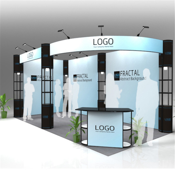 Standard 20ft*10ft Exhibition Booth Trade Fair Display Stand Economic Company Trade Show Display Equipment With Wheeled Wood Case (E01B1)