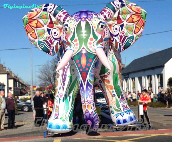 5m Inflatable Painting Elephant Inflated Tour Elephant with Coloured Drawings