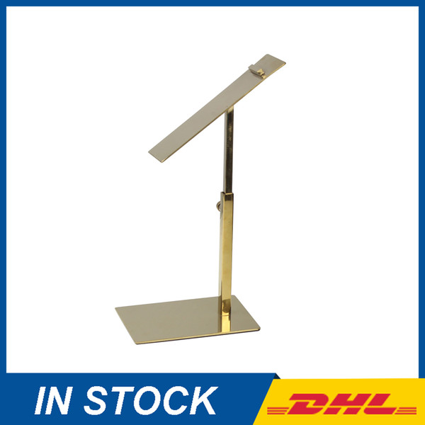 Polished Gold Metal shoe display stands, retail shoe store display racks, shoe stands display