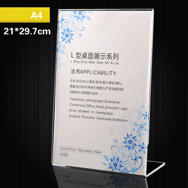 DHL Acrylic Sign Holder 21*29.7cm Ad Frames Table Sign Display Holder clear for Home, Office, Store