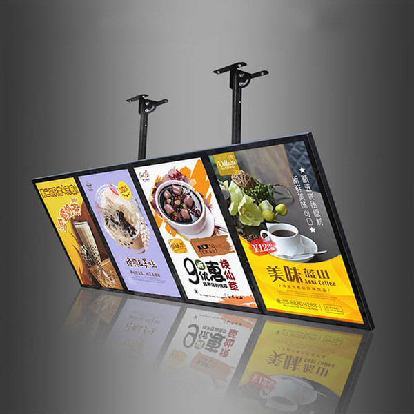 60x160cm Fast Food Store Hang Menu Board Display Menu Signage with 4pcs Light Boxes Units Wooden Case Packing