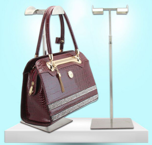 Hot sale matte stainless steel bag display holder adjustable removable on both sides of the handbag display stand rack free shipping