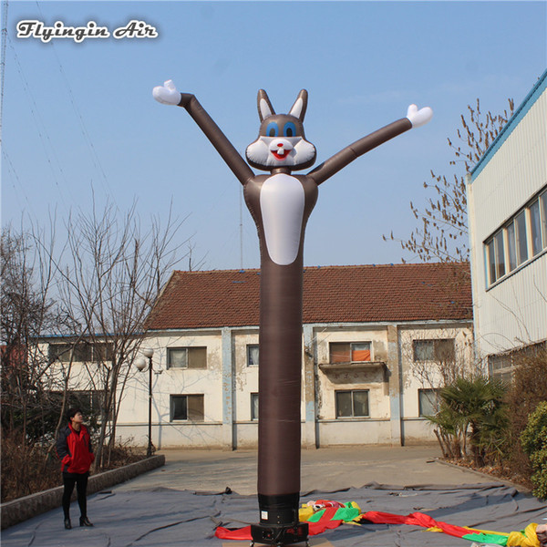 Customized Advertising Inflatable Animal Mascot Sky Dancer 6m Height Air Tube Jumping Rabbit For Outdoor Event