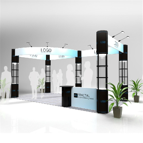 Standard 20ft*10ft Modular Exhibition Booth Display System Outdoor Modular Exhibition Booth Construction with Wheeled Wood Case (E01B11)