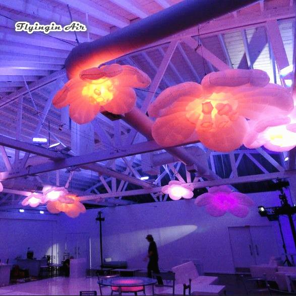 Symphony Concert Stage Backdrop Hanging Inflatable Rose Flower Customized Lighting Plum Blossom For Ceiling And Wall Decoration