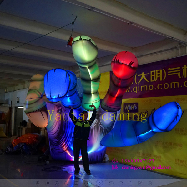 Outside Decor Giant advertising inflatable decoration factory price Halloween Inflatable Hand with LED Strip