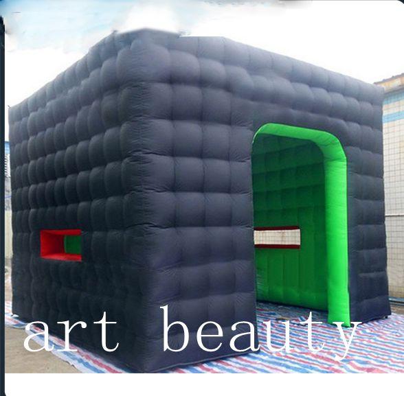 new design Hot winter black and green outdoor inflatable cube tent/ inflatable party tent photo booth for sale