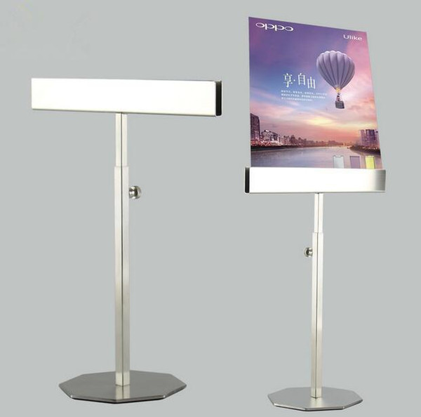 Hot sale Stainess steel poster frame display stand adjustable KT board holder menu Banner Billboard desktop Double-side display rack