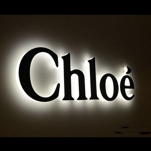 Outdoor Custom stainless steel 3D led logo halo lit shop name sign boards