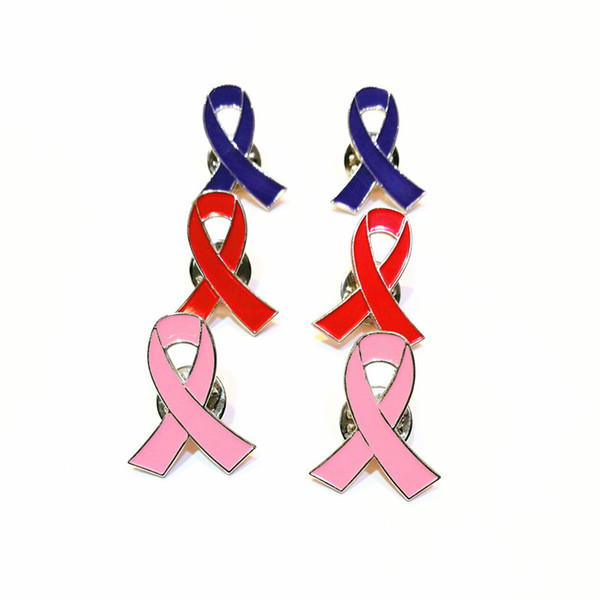 Slogan Pink Ribbon Pin For Aid Awareness PBR152(20) 2.5cm Cheap Alloy Enamel Pink Ribbon Breast Cancer Awareness Brooch badge Promotional