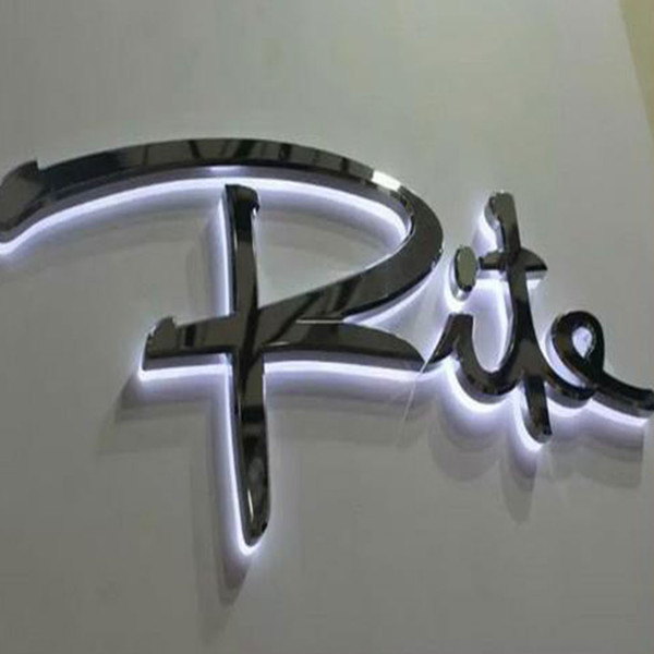 Stainless steel reverse lit channel letters