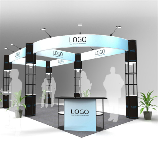 Standard 20ft*10ft Portable Trade Show Modular Booth Outdoor Modular Exhibition Booth Construction with Wheeled Wood Case (E01B10)