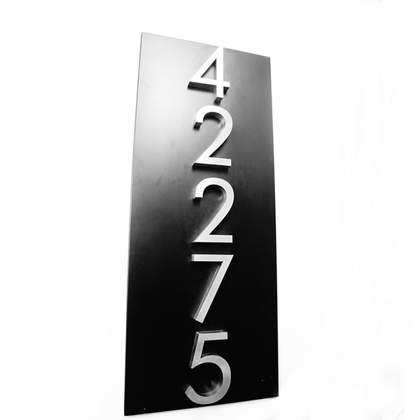 HOUSE NUMBERS VERTICAL MODERN ADDRESS PLAQUE BLACK METAL SIZE OPTIONS CUSTOM MADE