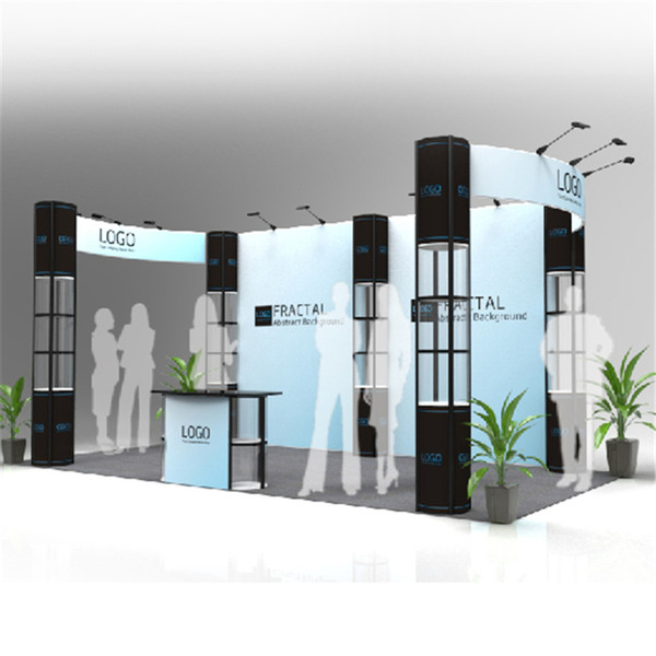 Standard 20ft*10ft Exhibition Booth Solution Trade Fair Display Company Trade Show Booth With Wheeled Wood Case (E01B6)