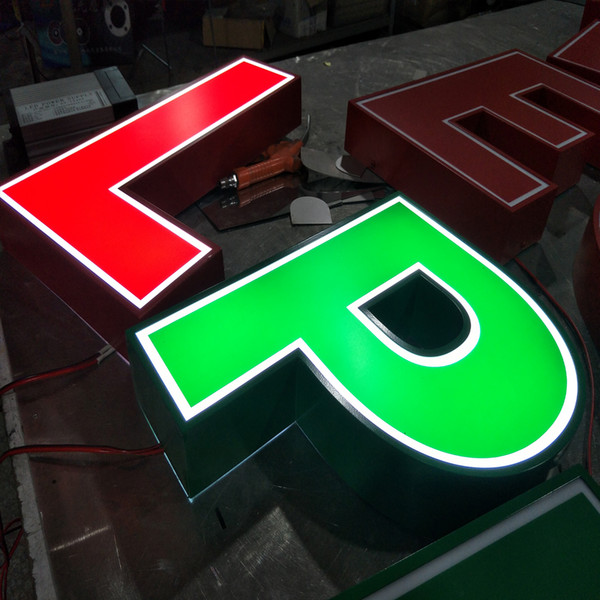 LED illuminated letter signs with stainless steel shell