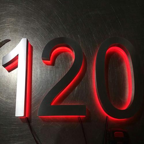 brushed stainless steel led house number