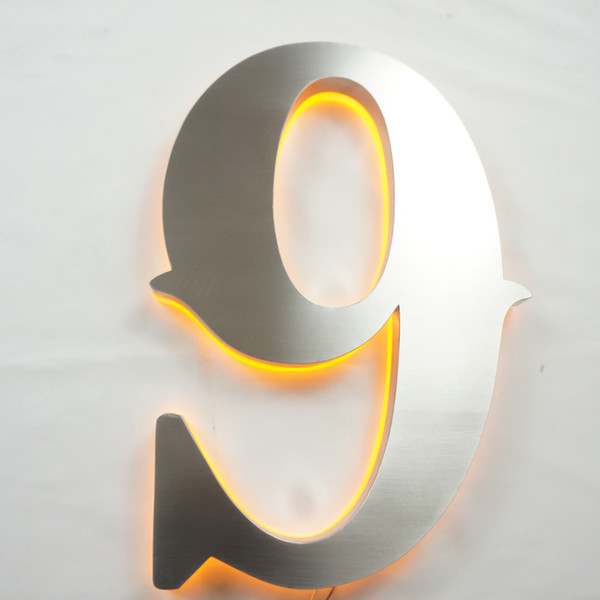 Custom Made Halo Lit House Numbers Brushed Finish Door Numbers Warm White LED Digits Home Numbers