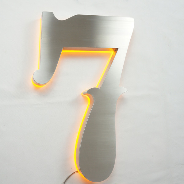 Outward Backlit House Numbers Waterproof Brushed Stainless Steel Finish LED Door Numbers Custom Available Address Numbers Made in China