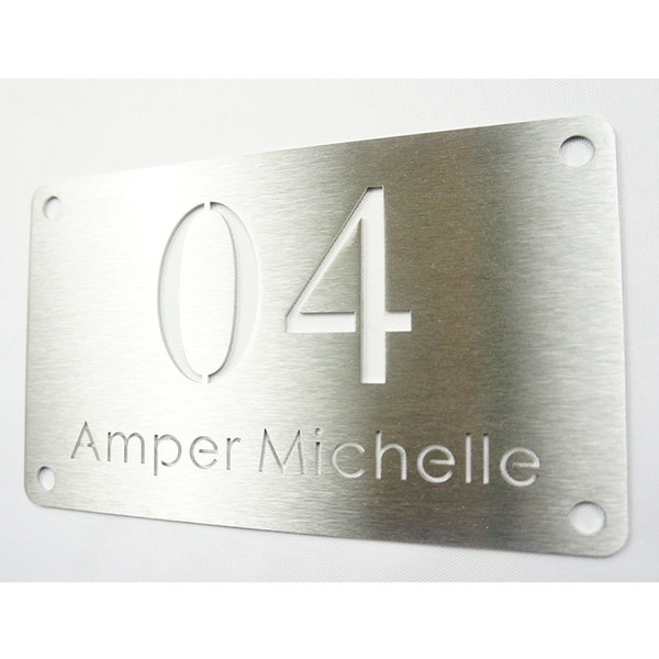 Outdoor Waterproof Brushed Stainless Steel House Plate Number Sign