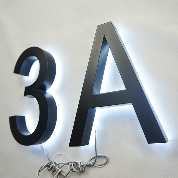 Outdoor 304 Stainless Steel LED Halo Lit House Number Signage