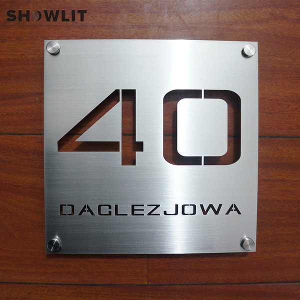 Brushed Finish Outside Digital Door Signs Stainless Steel 304 Grade Weatherproof House Signs Laser Cutting Door Signs Custom Made Available