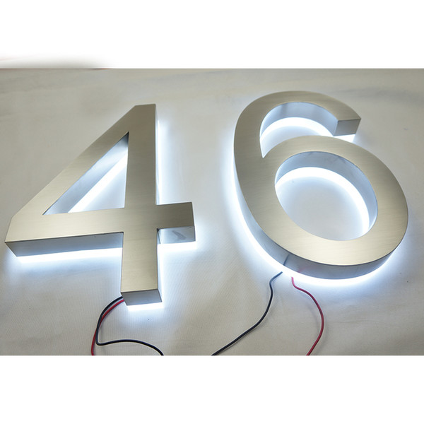 10'' Factory Outlet 304 Stainless Steel Backlit LED House Number Signs