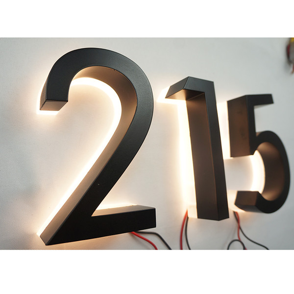 Custom Made Warm White LED Reverse Lit Address Numbers