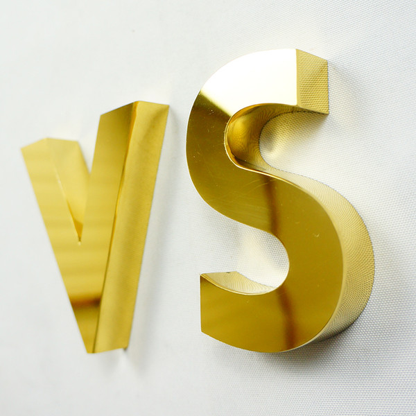 Polished Finish Separated Letters Golden Stainless Steel House Signs