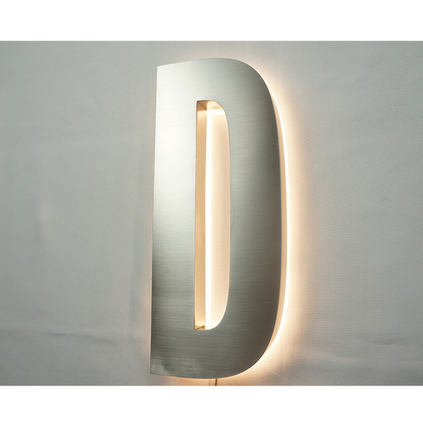 Custom illuminated Brushed Stainless Steel Letter LED Backlit Halo Lit Letters