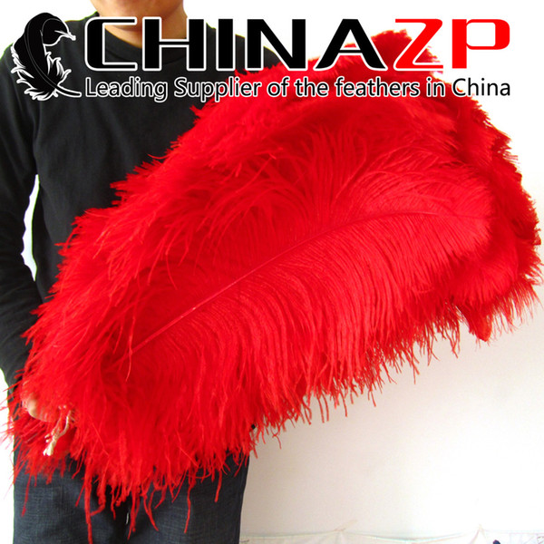 CHINAZP Factory Size from 24inch to 26inch (60~65cm) 100pcs/lot Selected Prime Quality Dyed Red Decoration Ostrich Feathers