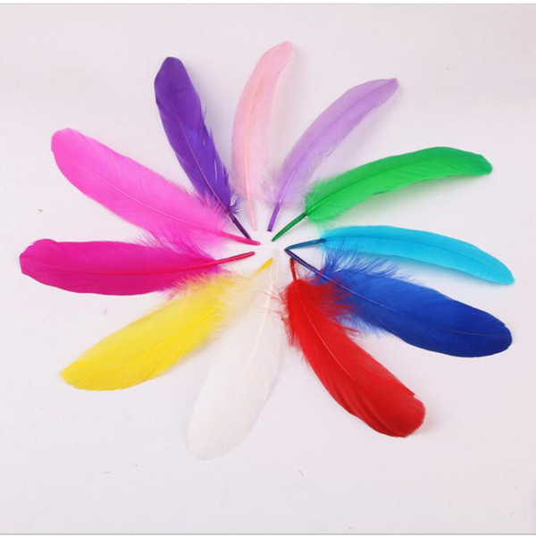 12 color 15-20cm 100% natural Goose feathers 100 pcs per bag DIY handicraft feathers drop shipping