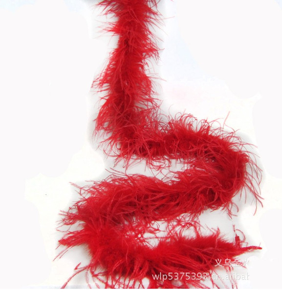 Free shipping 5 pcs red Ostrich Feather Boas 1 ply thinckness for wedding crafts sewing event decor