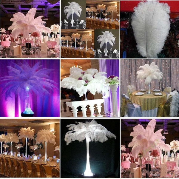 Wholesale 14-16inch White black red pink blue yellow green purple rose Ostrich Feather Plumes for Wedding centerpiece table centerpiece