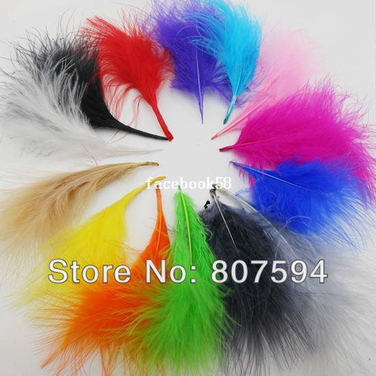 Wholesale 200 pcs/Lot Turkey Marabou Feathers washed goose down 8-16 cm Fluffy Dress jewelry/Christmas/Halloween decoration