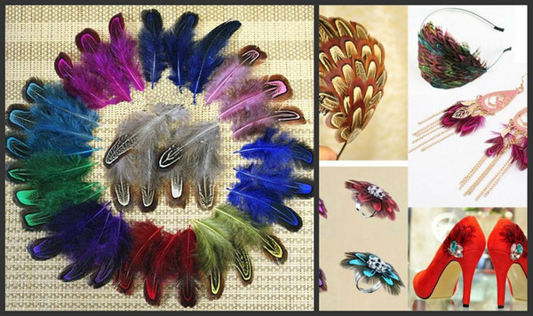 200pcs/lot 4-8cm colorful mix dyed real natural almond pheasant plumage feathers For DIY Hat Shoes Craft Arts Jewelry Making bulk sale