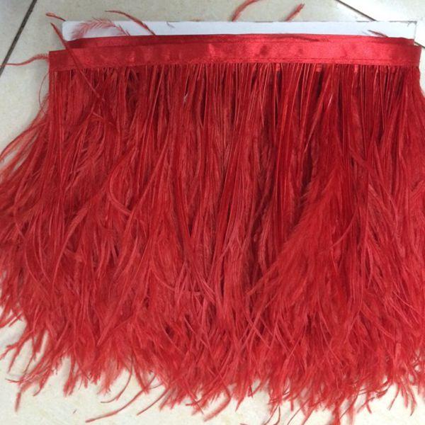 Red Ostrich Feather Trim Ostrich Feather Fringe for Wedding Dress Strap Carnival Decoration Dress Accessories Ostrich Feather Trim Fringe