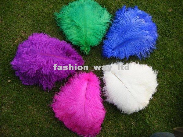 Wholesale - 100pcs/lot 12-14inch Ostrich Feather Plume White,Royal bule,Black,Turquoise,Pink,Yellow Purple Red Ivory Gold Orange