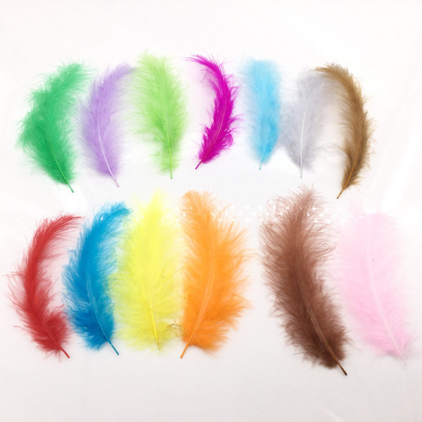 Turkey Marabou Feathers Washed Goose Down Fluffy Wedding Dress Jewelry Decoration Feathers Retail 300pcs 4-6 inches10-15cm Color Random