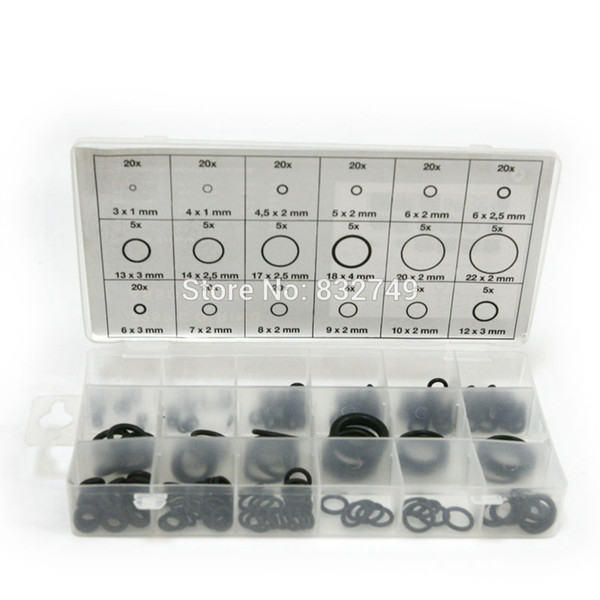 225 pcs / Lots 18 Sizes Free Shipping High Temperature One Set 225 PC O Ring Kit Black Metric 