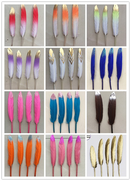 Golden goose / duck feather 10-15 cm / 4-6 inch decorative feathers 12 colors to choose wholesale 10 pieces of the latest unique