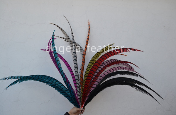 Factory Direct 50pcs/lot Black 35-40inch/90-100cm Natural Dyed Lady Amherst Pheasant Tail Feather party supplies