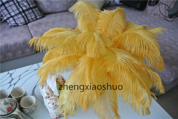 Wholesale 100pcs/lot 14-16inch(35-40cm) gold ostrich feathers plumes Wedding centerpieces wedding party table decor home decor